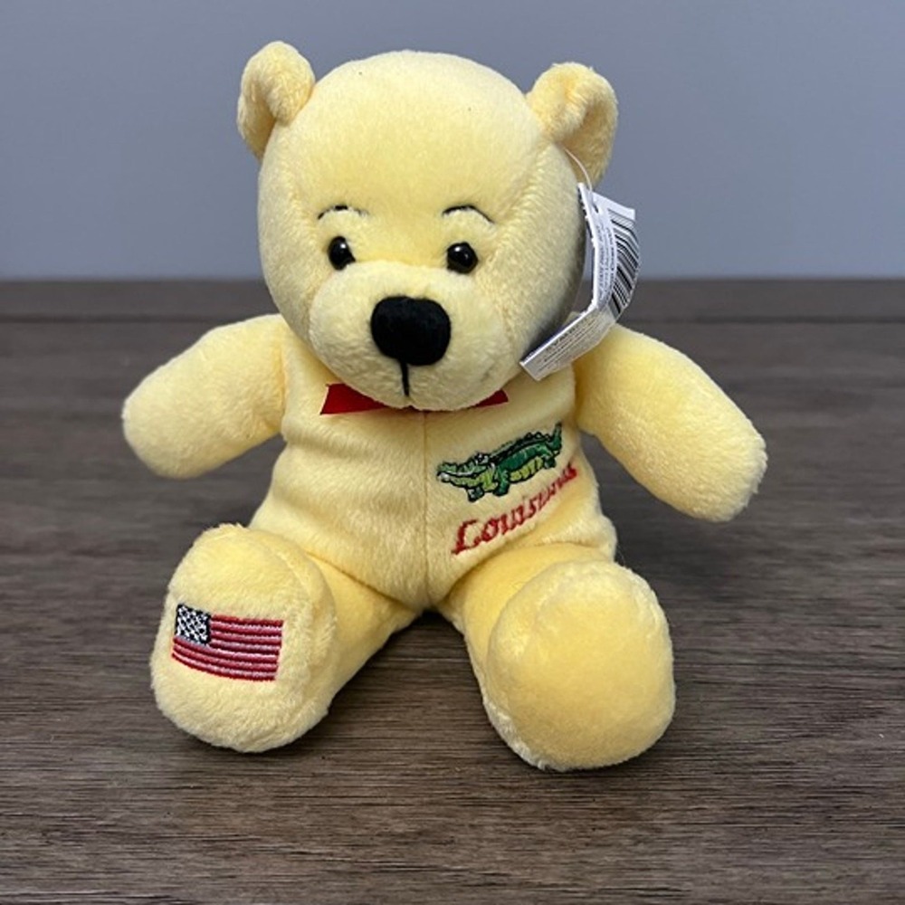 Louisiana The Pelican State Yellow Teddy Bear Bean Bag Souvenir Plush Symbolz